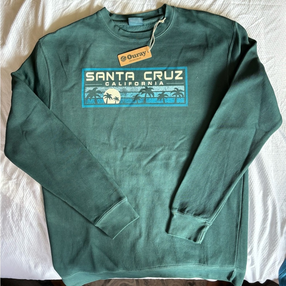 NWT Ouray Green Santa Cruz California Men's crewneck sweatshirt Size Large
